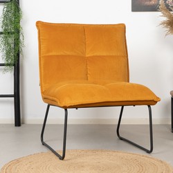 Velvet fauteuil Malaga okergeel