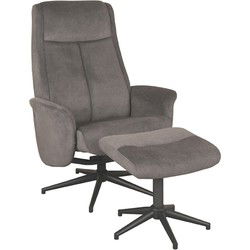 LABEL51 Fauteuil Bergen - Antraciet - Cosmo - Incl. Hocker - 62x77x53  cm