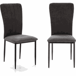Set van 4 stoelen in stof met zwarte metalen poten L43 cm - HOLLY