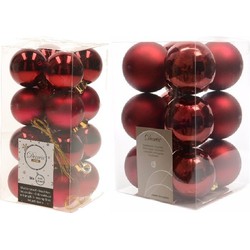 Kerstversiering kunststof kerstballen donkerrood 4-6 cm pakket van 40x stuks - Kerstbal