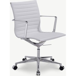 Furnicher - Walton bureaustoel - PU-leren zitting - Chroom frame - In hoogte verstelbaar - Draaibaar - Wit