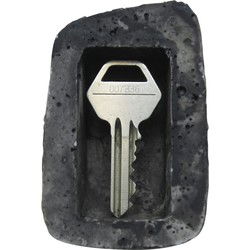 Sleutel opberg steen - grijs - polystone - 8 x 5 x 4 cm - buiten - Tuinbeelden