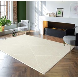 Aurelia Modern Crème vloerkleed - Geruit - 200 X 290 CM