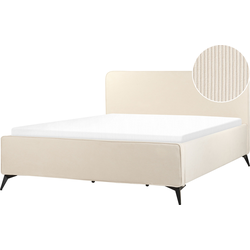 VALOGNES - Tweepersoonsbed - Lichtbeige - 180 x 200 cm - Corduroy