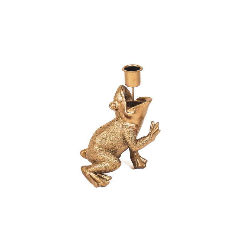 Housevitamin Kiss the Frog Candle holder - Gold - 10,5x14x11cm - 