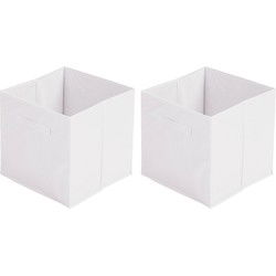 Urban Living Opbergmand/kastmand Square Box - 2x - karton/kunststof - 29 liter - wit - 31 x 31 x 31 cm - Opbergmanden