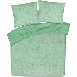DoubleDry Dekbedovertrek My Design 100% Katoen - Tweepersoons 200x200 cm + 2 Kussenslopen - pattern groen