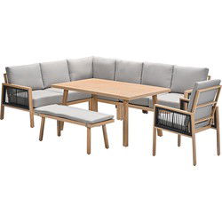 Garden Impressions San Capri lounge dining set 7-delig links - light teak aluminium
