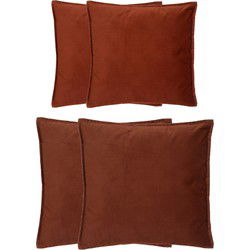 Atmosphera Bank/sierkussens Sophia - set 4x - Terracotta - polyester - met rits - In 2 formaten - Sierkussens