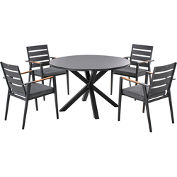 MALETTO/TAVIANO - Tuinset voor 4 - Zwart - Aluminium