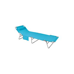  Ligbed - Ligstoel - Kussen - Zijvak - Verstelbaar - Blauw - 195x29x62 cm