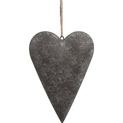 Clayre & Eef Decoratie Hanger Hart Grijs Metaal