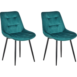 MELROSE - Eetkamerstoel - Turquoise - Fluweel