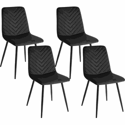 HAVRE - Eetkamerstoelen set van 4 - Zwart - Fluweel