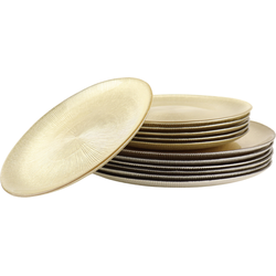 OTIX Dinerborden - Bordenset - 6 Persoons - Onderborden - Dessertborden - Goud - Glitter - Decoratieve Borden - Tafeldecoratie - 12 delig - 21cm - 27cm - Glas - AUREA