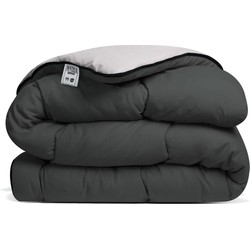Avenue - Luxe en makkelijk dekbed zonder overtrek – Hoesloos Lits-jumeaux dekbed 240x220 cm – Anti-allergisch & hygiënisch – Wasbaar op 60°C – Wolkenzacht en soepel – Antraciet/Taupe-grijs – All Year comfort zomerdekbed & winterdekbed