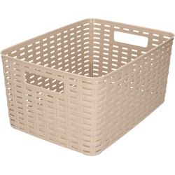 Plasticforte Opbergmand - Kastmand - rotan kunststof - taupe - 10 Liter - 22 x 33 x 16 cm - Opbergmanden