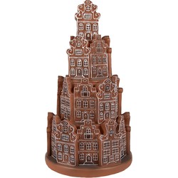 Clayre & Eef Gingerbread house met LED Ø 18x33 cm Bruin Kunststof Kerstdecoratie