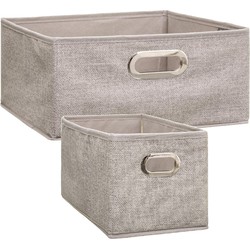 Set van 2x stuks opbergmanden/kastmanden 7 en 14 liter beige van linnen 31 cm - Opbergkisten