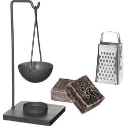 Ideas4seasons Amberblokjes/geurblokjes cadeauset - musk - inclusief geurbrander en mini rasp - Geurbranders
