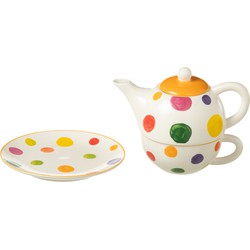 J-line - Doos Tea For One Streep Porselein Mix - 19.5x12x15.5cm