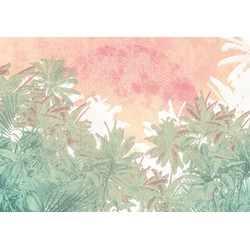 Sanders & Sanders fotobehang jungle groen en roze - 400 x 280 cm - 611864