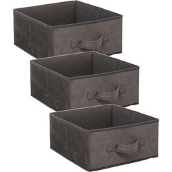 Set van 3x stuks opbergmand/kastmand 14 liter donkergrijs polyester 31 x 31 x 15 cm - Opbergmanden