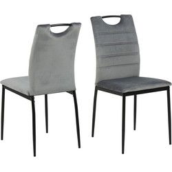 Eetkamerstoel - Donkergrijs - Stof - Zithoogte 46cm - Erosen - Set van 4