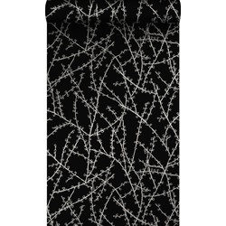 Origin Wallcoverings behang bloesemtakken mat zwart en grijs - 53 cm x 10,05 m - 345730