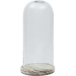 Riviera Maison Cloche Beige decoratie glazen stolp met marmer rond plateau - Ferrara Marble Cloche