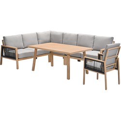 Garden Impressions San Capri lounge dining set 6-delig incl. stoel - light teak aluminium