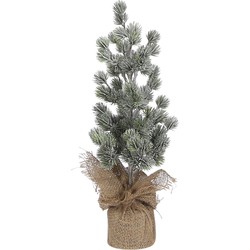 House of Seasons Kunstkerstboom in Jute - H45 x Ø23 cm - Groen Frosted