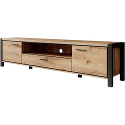 Meubella TV-Meubel Acapulco - Eiken - Zwart - 210 cm