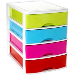 Ladeblok/bureau organizer met 4 lades multi-color/wit L 35,5 x B 27 x H 35 cm - Ladeblok