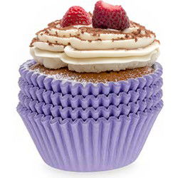 Kinvaramuffin en cupcakes maken vormpjes - papier - paars - set 100x stuks - dia 10 cm - Muffinvormen / cupcakevormen
