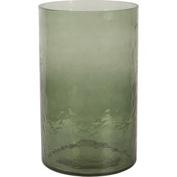 Clayre & Eef Windlicht  Ø 15x25 cm Groen Glas Rond Kaarsenhouder