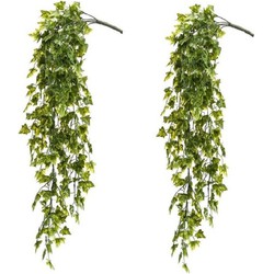 2x Groene Hedera Helix kunstplant hangende tak 75 cm UV bestendig - Kunstplanten