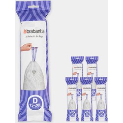 PerfectFit Afvalzak, code D, 15-20 liter, 120 stuks, set van 6 rollen - White