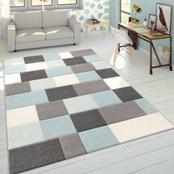 Laagpolig Vloerkleed Lareva - Blok Design - Blauw - 200x290 cm
