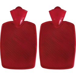 2x Warm water kruiken rood 1,8 liter van kunststof - Kruiken