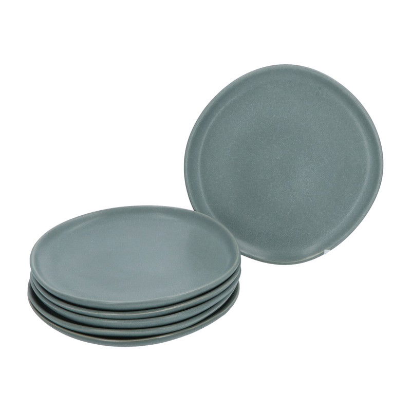 6 stuks ontbijtborden aardewerk Spring 21cm - dessertbord - Grijs - 