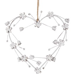 Clayre & Eef Decoratie Hanger Hart 17 cm Wit IJzer Hartvormig