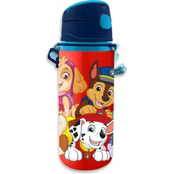 Paw Patrol drinkfles/drinkbeker/bidon met drinktuitje - rood - aluminium - 600 ml - Schoolbekers