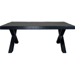 Eettafel Deks 180 cm - X-poot - Zwart Mangohout