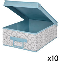Set van 10 opvouwbare dozen met witte en blauwe stoffen deksels