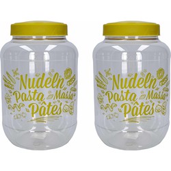 2x stuks pasta voorraadpot/bewaarpot groene deksel 3700 ml kunststof 15,5 x 25 cm - Voorraadpot