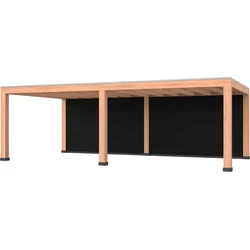 Douglas overkapping, 600 x 400, met zwarte achterwand, Westwood Modern