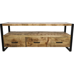 HSM Collection-Tv Meubel Havana 3 La-150x45x60-Naturel/Zwart-Mango/Metaal