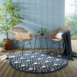 Rond Modern Buitenkleed - Oro Blauw Ã˜160Cm - 160 CM ROND