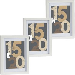 3x stuks houten fotolijst wit geschikt voor een foto van 15 x 20 cm of 18 x 24 cm - Fotolijsten